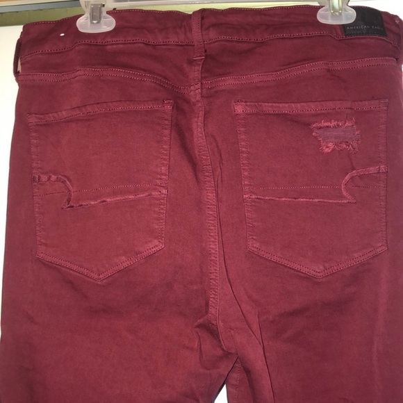 AEO red distressed high rise JEGGINGS - Picture 3 of 5